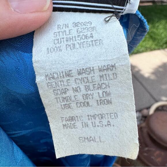 Vintage Teddi of California Blue Blouse w/ Side Tie USA Women's Oversized Small - Picture 11 of 12